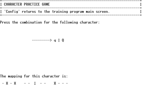 screenshot of character practice program