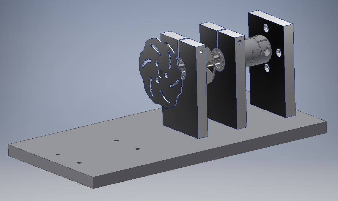 mechanical setup labeled, top view