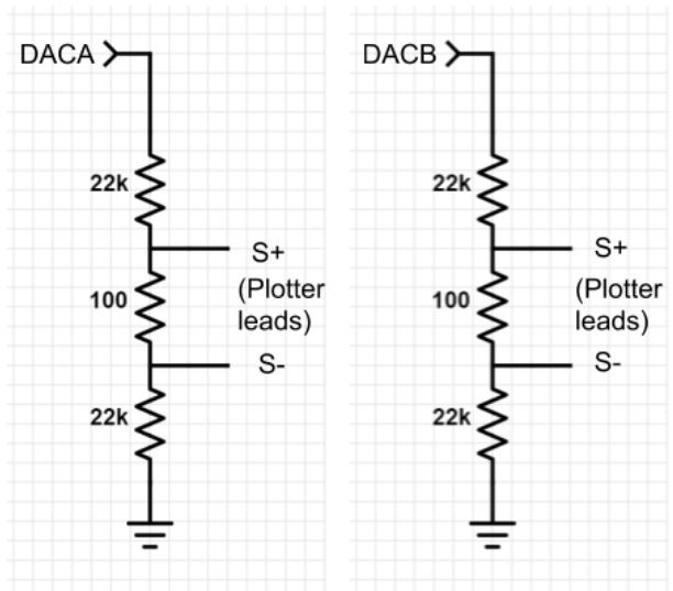 Voltage divider circuit diagram for plotter control