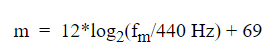 MIDI number equation