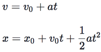 equations for velocity and position