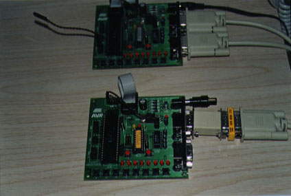 The 2 Development Boards used to simulate the Controller and Car