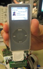 Image of an iPod connected to the board